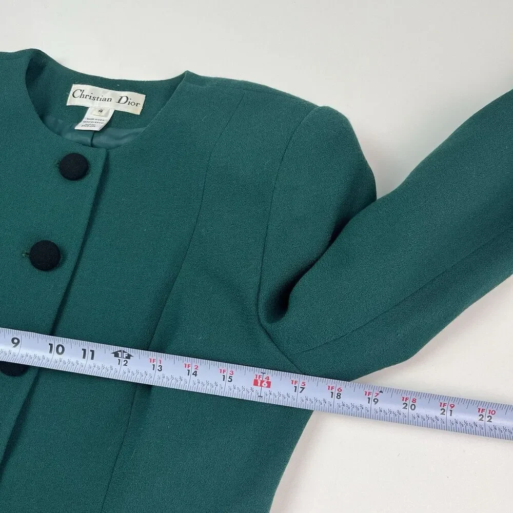 Christian Dior Vintage Wool Blazer Jacket Sz 4 Green Old Money Classic Heritage